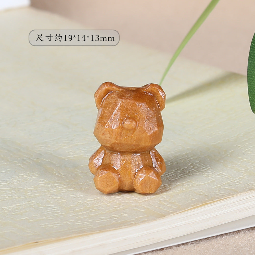 - Cute Sandalwood Carved Diamond Bear Charm - DIY Accessory for Wenwan Beads Bracelet & Necklace