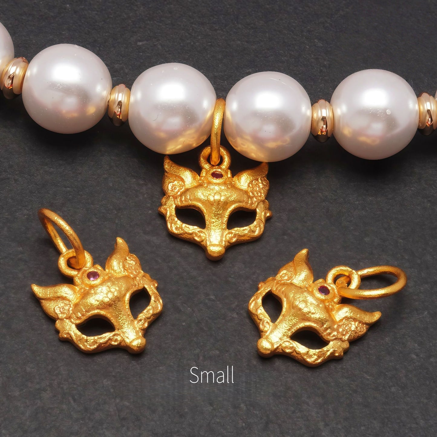Gold Sand Fox Mask Pendant with Rhinestones, DIY Jewelry Charm, Animal Mask Necklace Pendant, Craft Supplies for Earrings Bracelet Making