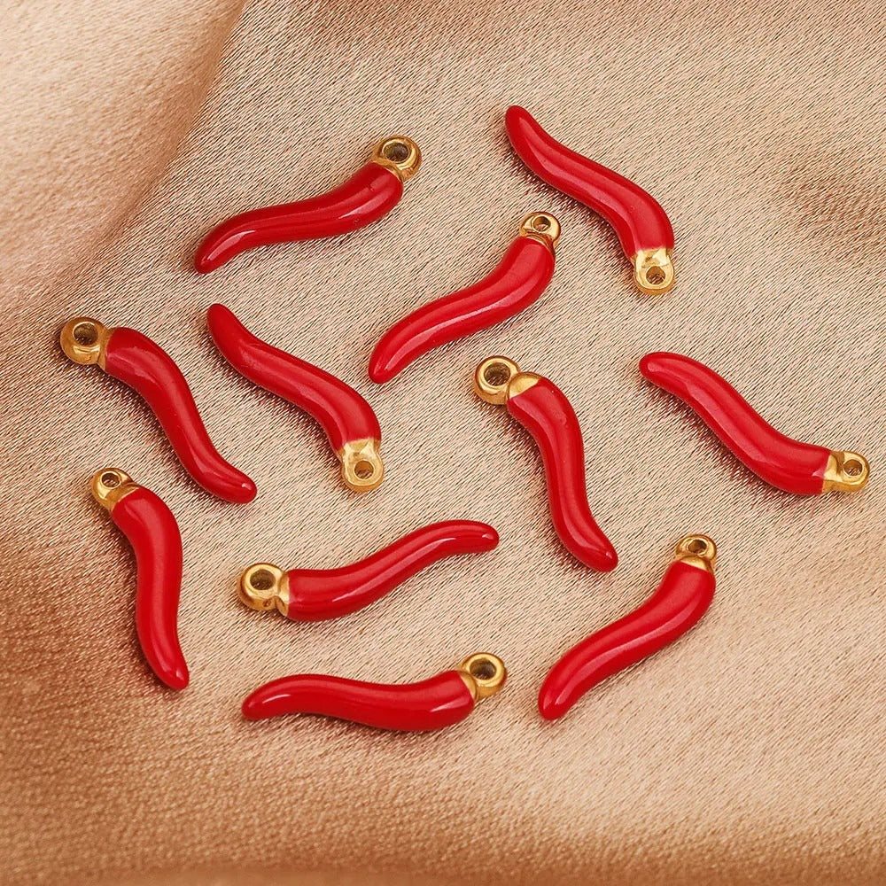2PCS Stainless Steel Red Chili Pepper Earring Charms -DIY Accessories Supplies