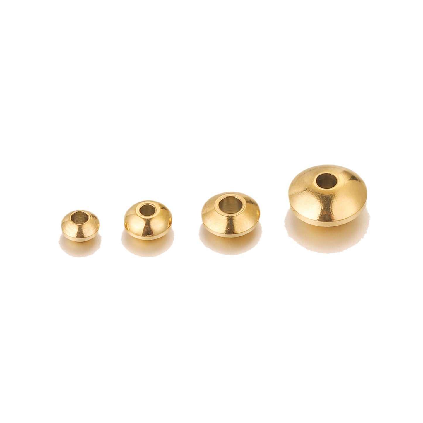 100PCS Stainless Steel Abacus Beads & Flying Saucer Beads - Vacuum Gold Plated Arc Beads, Spacer Beads & Positioning Beads for Jewelry Making, DIY Craft Supplies
