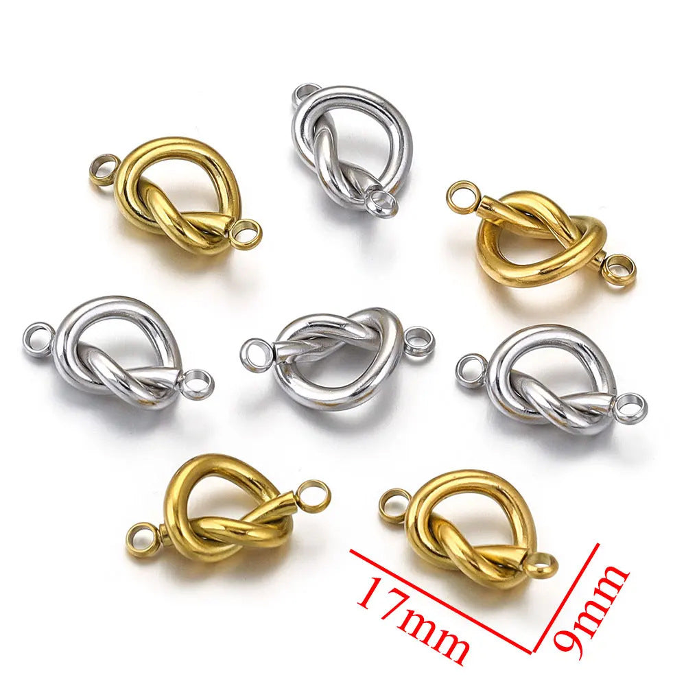 Stainless Steel Double Hole Heart Connector, Cross Cord Pendant Charm, DIY Necklace Earring Jewelry Making Supplies