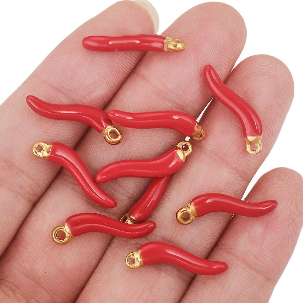 2PCS Stainless Steel Red Chili Pepper Earring Charms -DIY Accessories Supplies