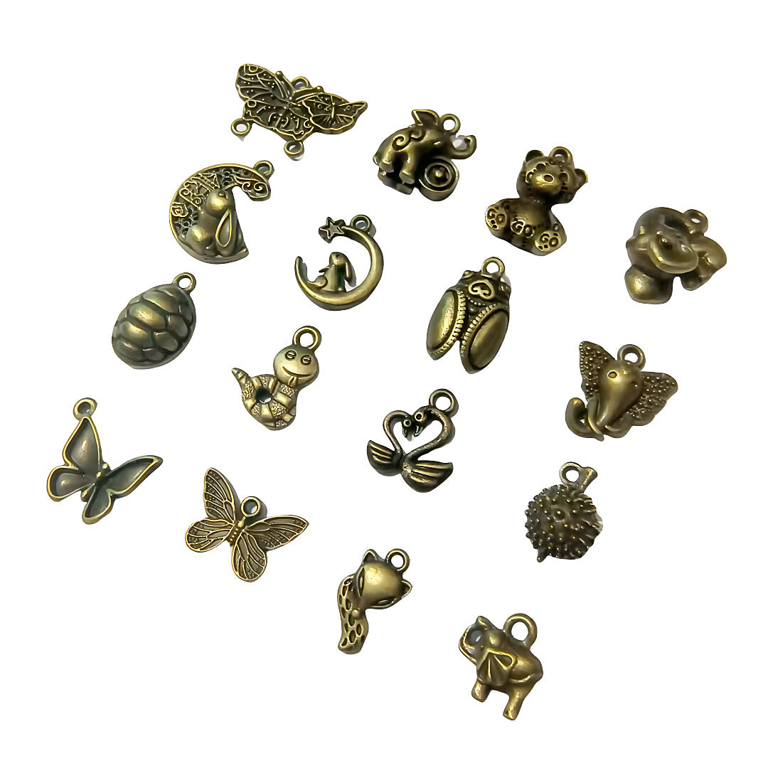 A Series of Charm 1: 10PCS Vintage Style Verdigris Bronze Butterfly Elephant charm - Unique Animal-Inspired Jewelry for Daily Wear & Gifting