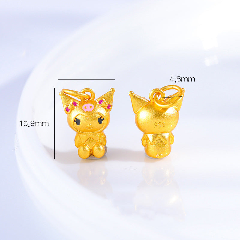 Sandal Gold Kuromi Charm, DIY Jewelry Pendant, Cute Kawaii Accessory