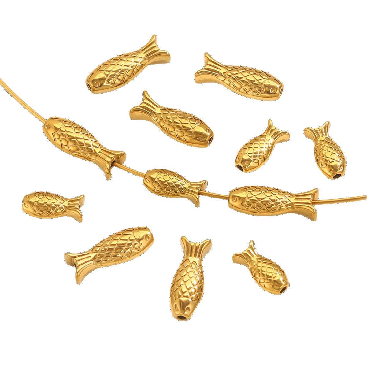 Stainless Steel Fish Spacer Beads - Polished Loose Beads for Necklace & Bracelet Making