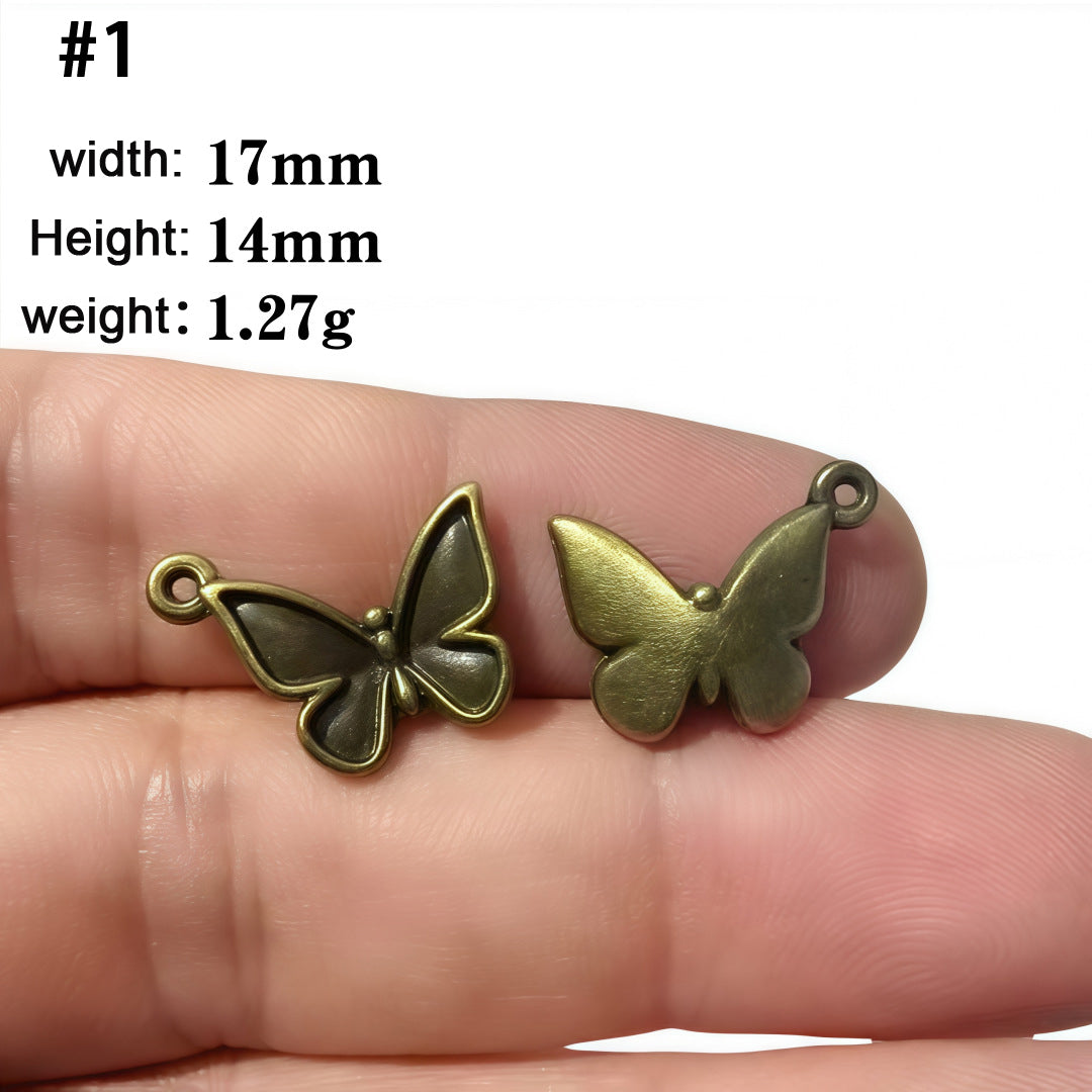 A Series of Charm 1: 10PCS Vintage Style Verdigris Bronze Butterfly Elephant charm - Unique Animal-Inspired Jewelry for Daily Wear & Gifting