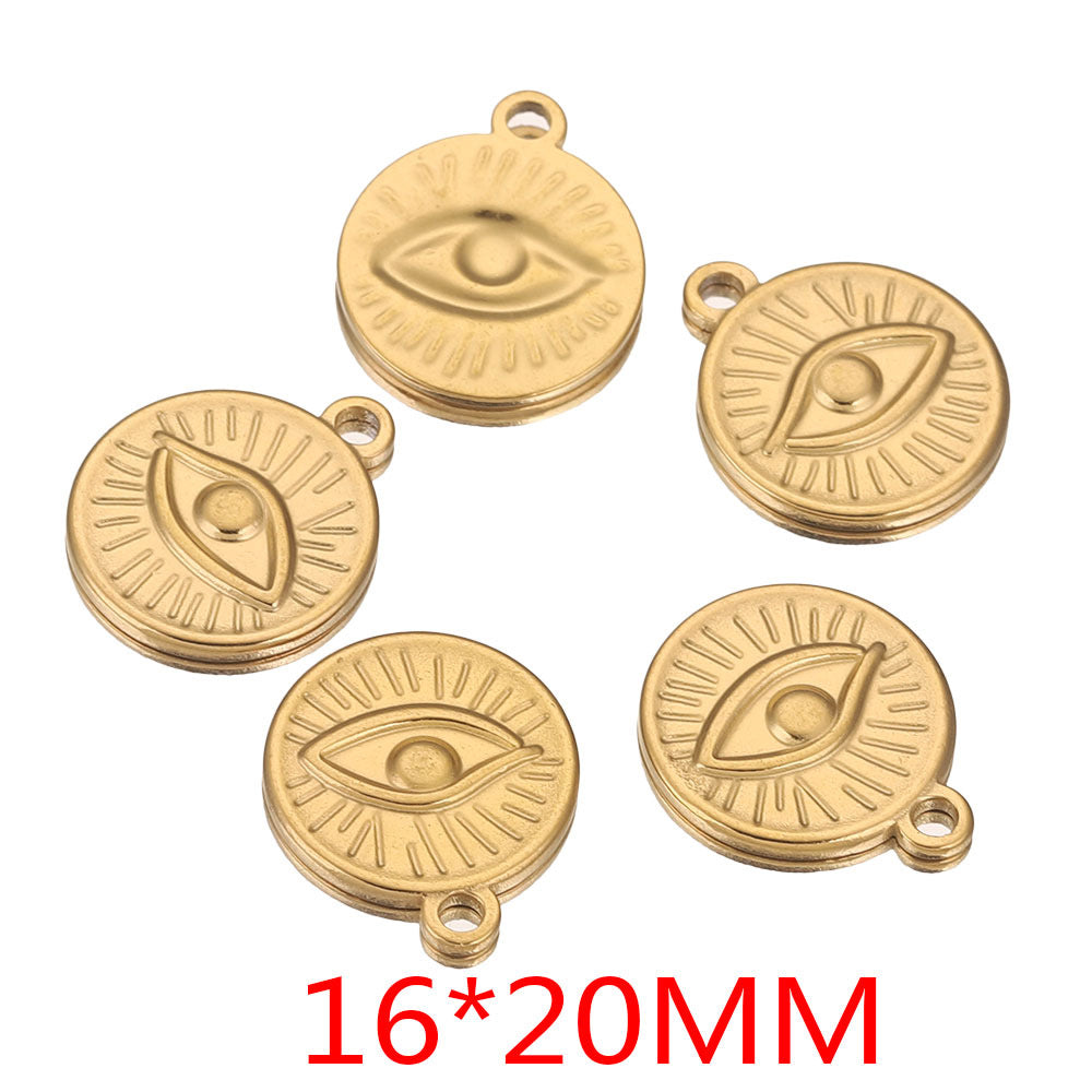 Stainless Steel Eye Pendant | Retro Sun-Eye Relief Design, DIY Charm for Necklace & Earring Jewelry Making