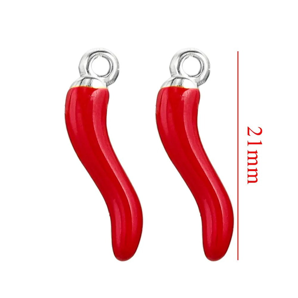 2PCS Stainless Steel Red Chili Pepper Earring Charms -DIY Accessories Supplies