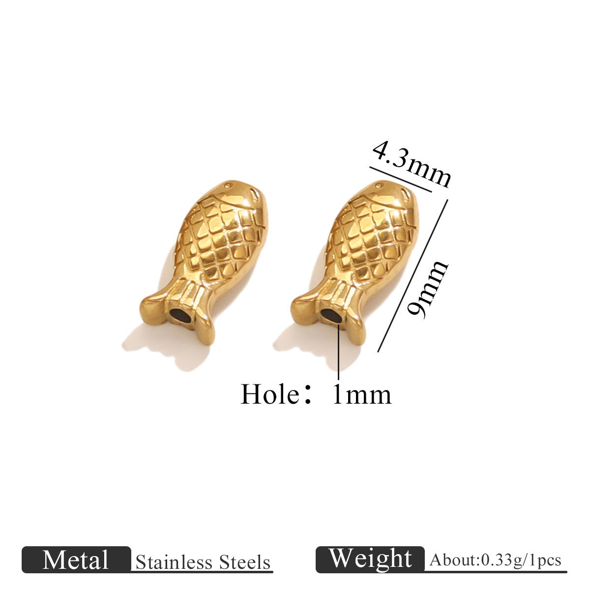 Stainless Steel Fish Spacer Beads - Polished Loose Beads for Necklace & Bracelet Making