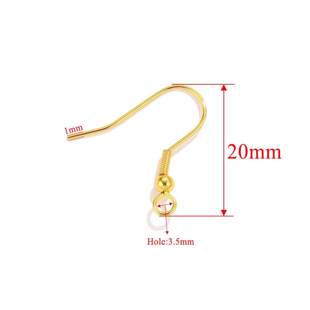 5Pairs Stainless Steel Spring Earrings Hooks with Beads | 18K Real Gold Plated Ear Wires, DIY Accessory for Earring Jewelry Making