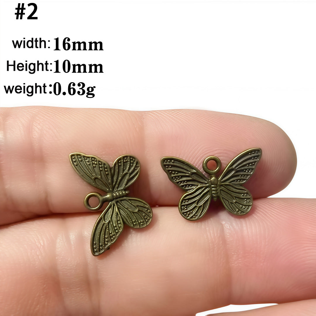 A Series of Charm 1: 10PCS Vintage Style Verdigris Bronze Butterfly Elephant charm - Unique Animal-Inspired Jewelry for Daily Wear & Gifting
