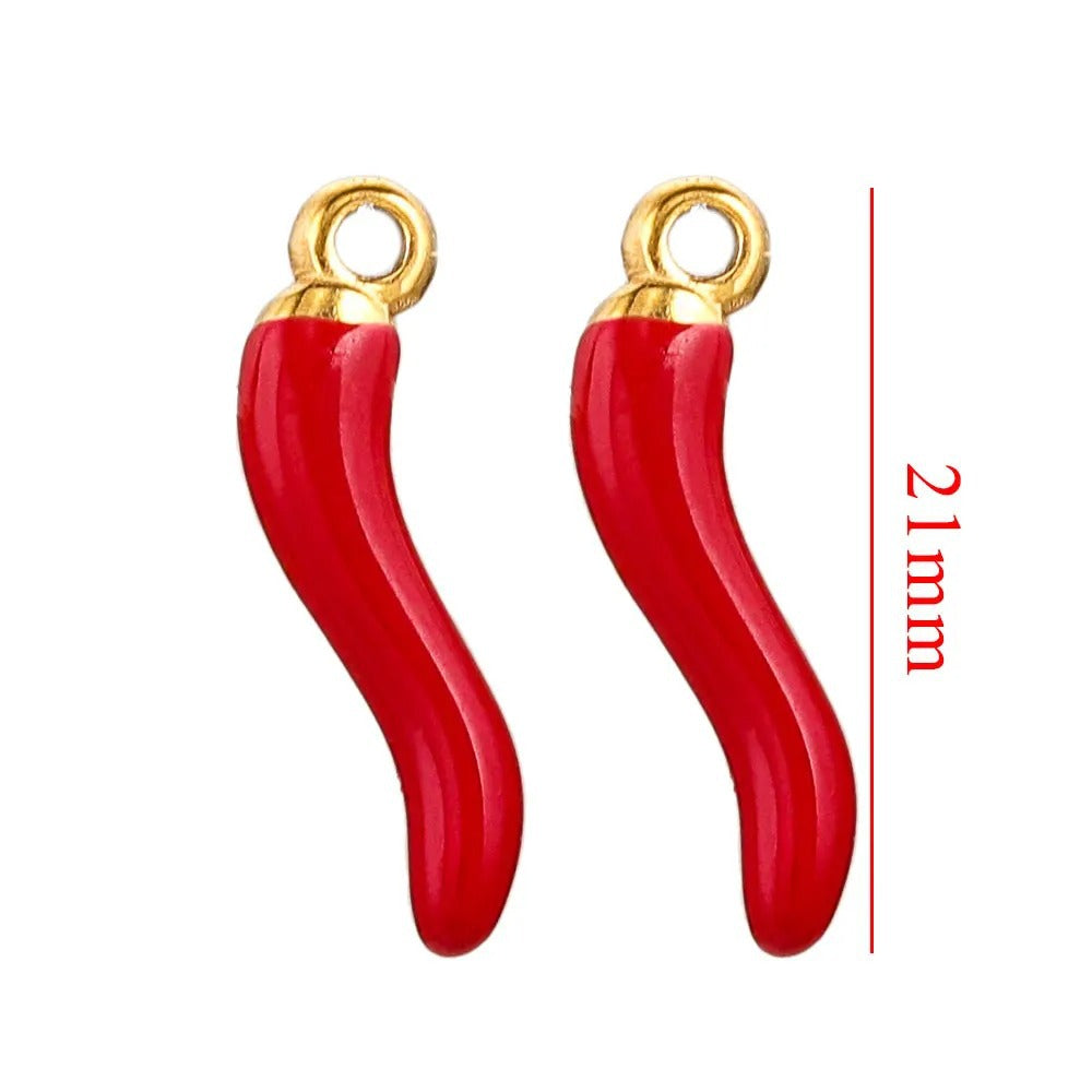 2PCS Stainless Steel Red Chili Pepper Earring Charms -DIY Accessories Supplies
