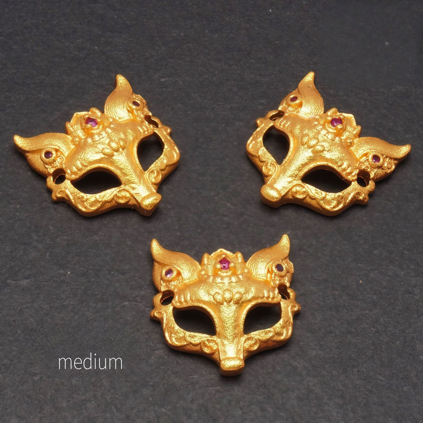Gold Sand Fox Mask Pendant with Rhinestones, DIY Jewelry Charm, Animal Mask Necklace Pendant, Craft Supplies for Earrings Bracelet Making