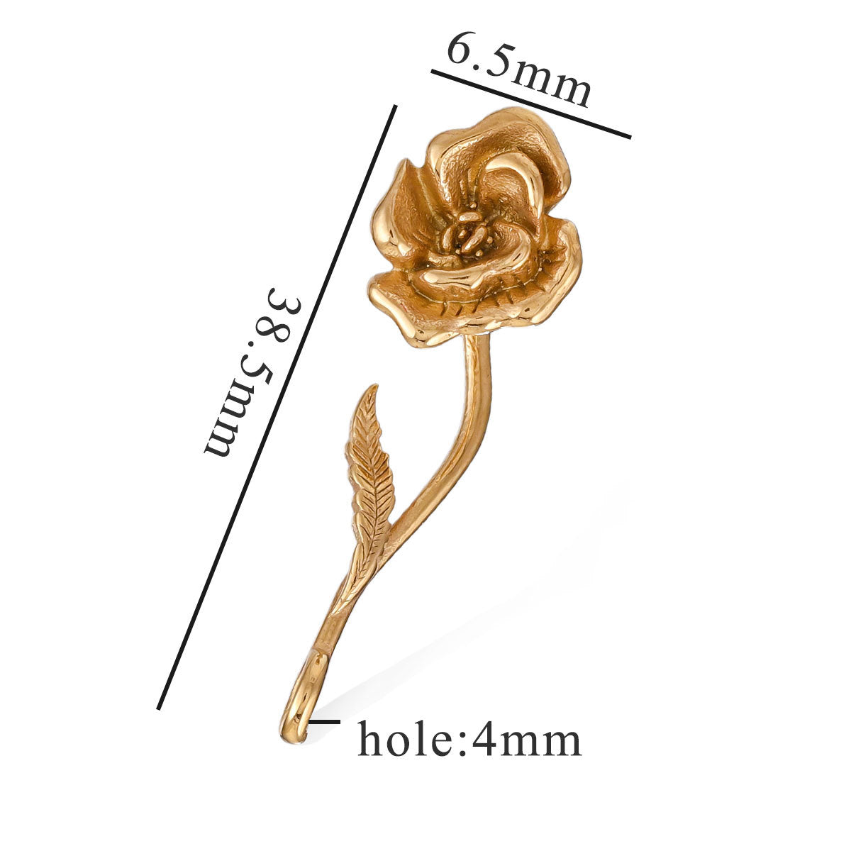 Stainless Steel 3D Rose Pendants | 18K Gold Vacuum Plating (Long-Lasting Color), Titanium Steel, Essential DIY Jewelry Charms