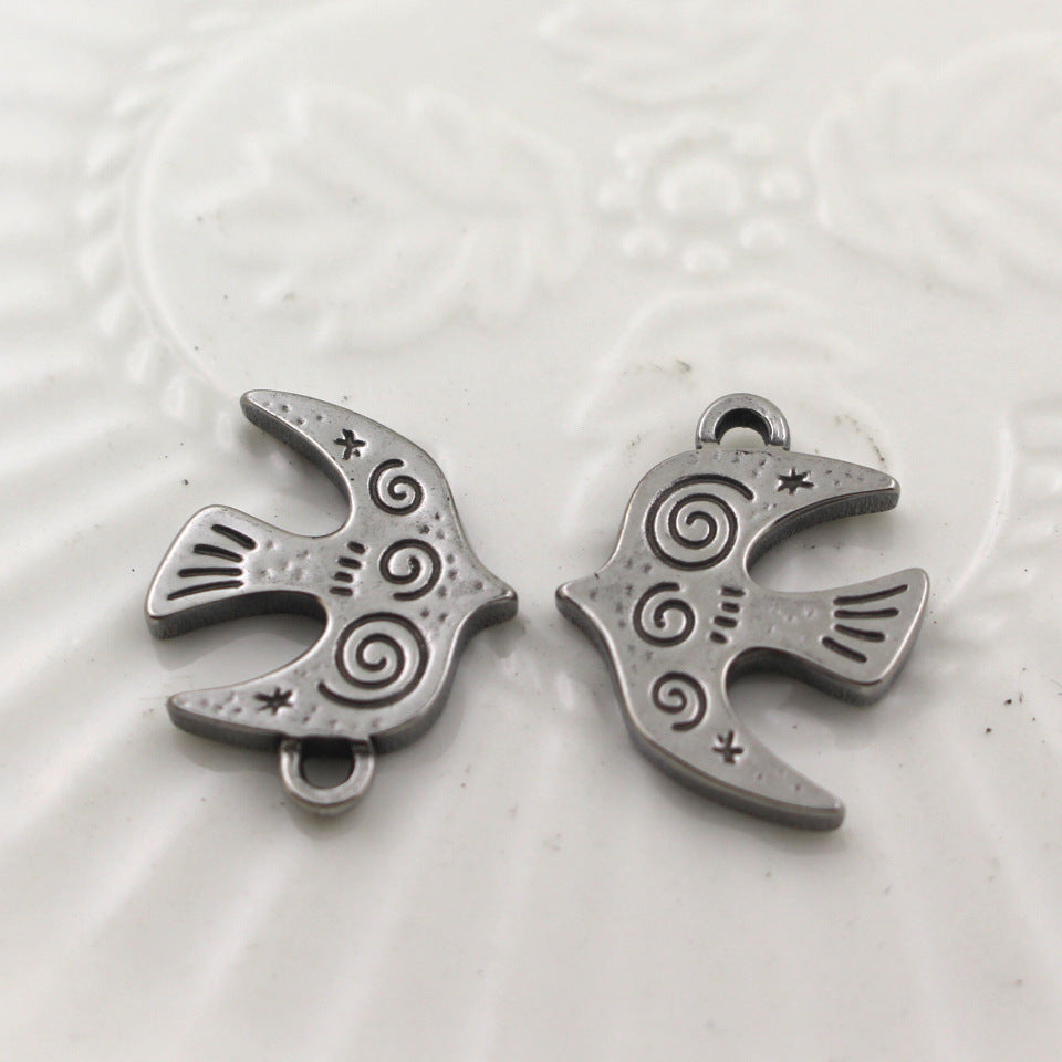 Stainless Steel Retro Swallow Pendant | Cute DIY Jewelry Charm for Necklaces, Earrings & Handmade Crafts