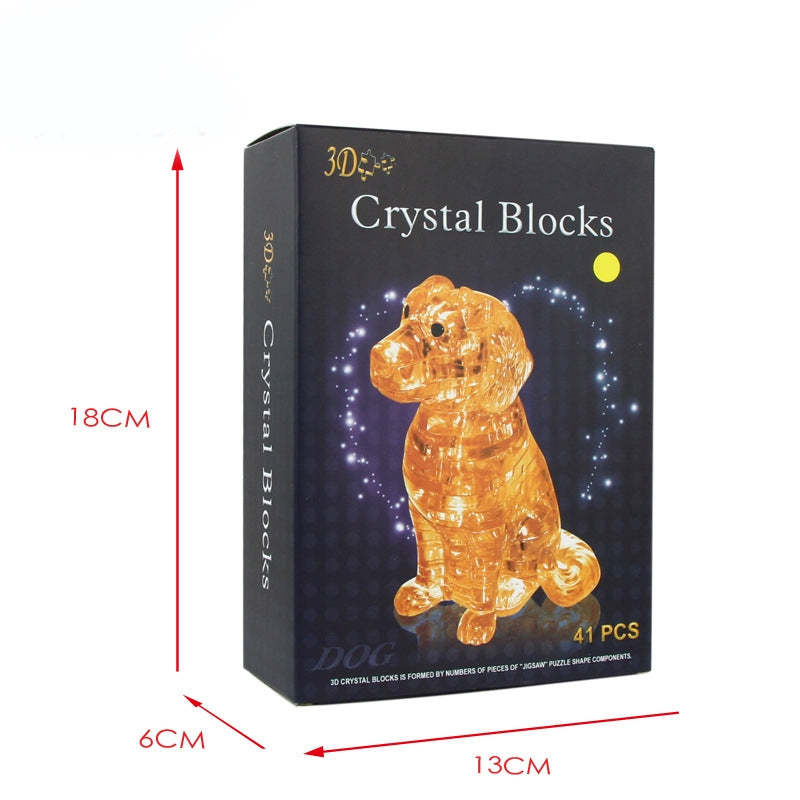 3D Crystal Puzzle Dog, Crystal Puzzle Brainteasers for Puzzlers Ages 16 and Up, 41PCS