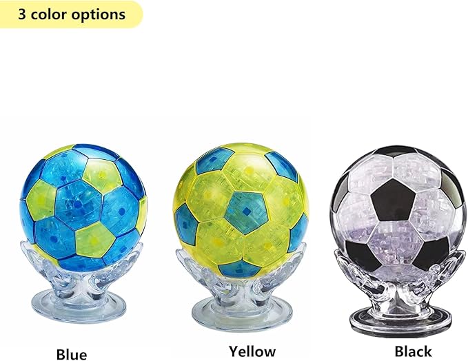 3D Crystal Puzzle Football, Crystal Puzzle Brainteasers for Puzzlers Ages 16 and Up, 77PCS