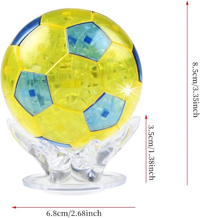 3D Crystal Puzzle Football, Crystal Puzzle Brainteasers for Puzzlers Ages 16 and Up, 77PCS