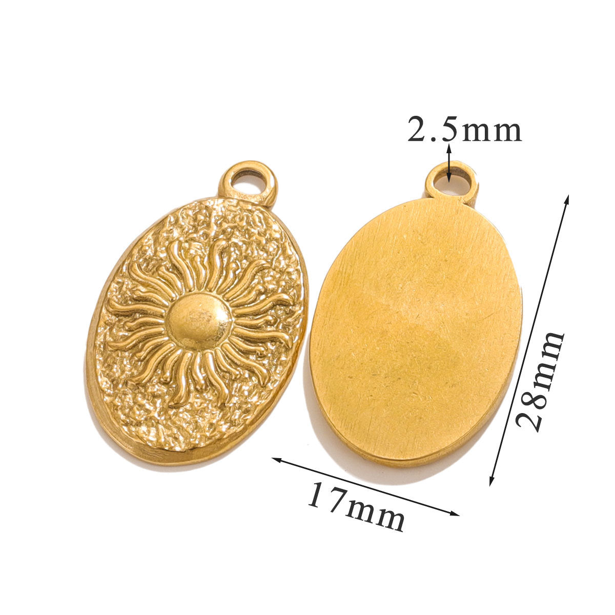 Aesthetic Tarot Sun Star Pendant - 18K Vacuum Gold Plated Stainless Steel, DIY Necklace Jewelry Piece