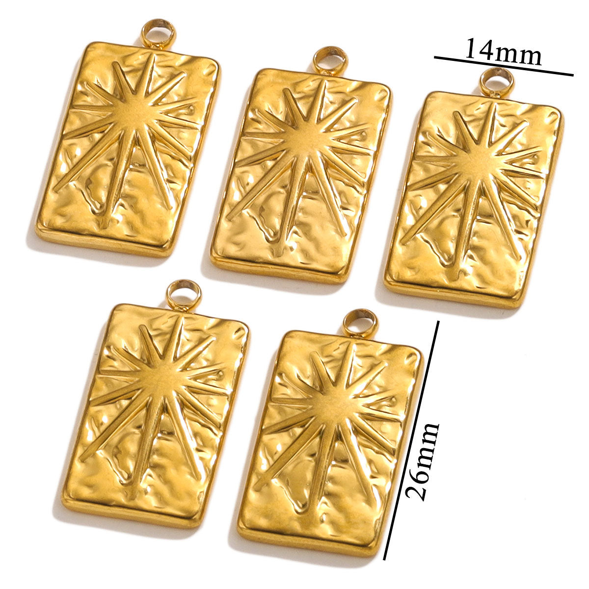 Aesthetic Tarot Sun Star Pendant - 18K Vacuum Gold Plated Stainless Steel, DIY Necklace Jewelry Piece