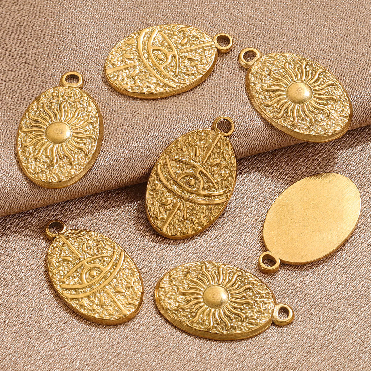 Aesthetic Tarot Sun Star Pendant - 18K Vacuum Gold Plated Stainless Steel, DIY Necklace Jewelry Piece