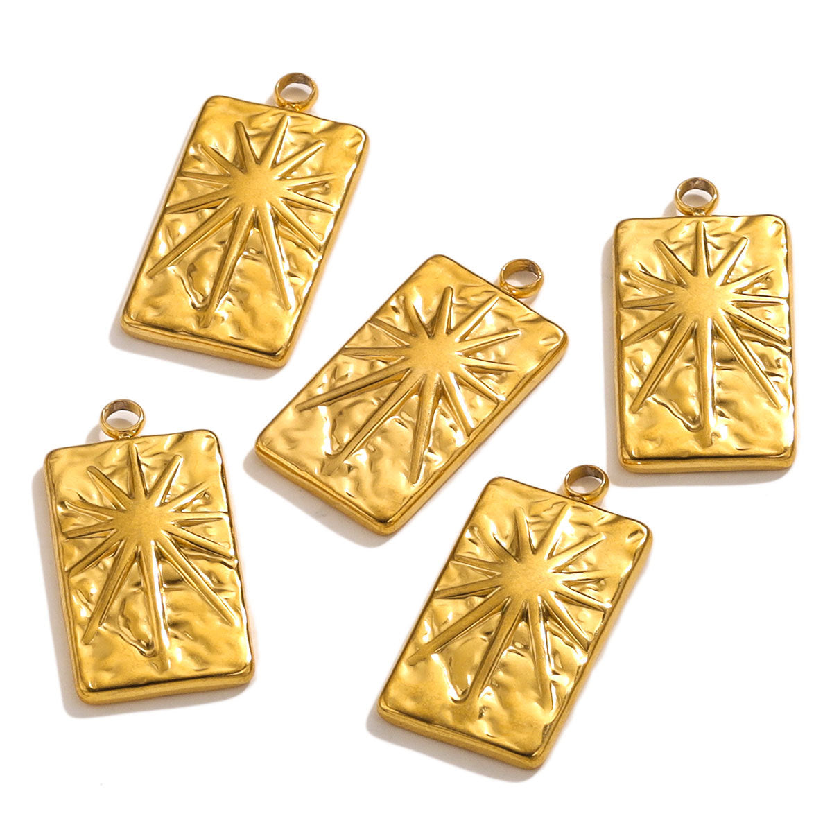 Aesthetic Tarot Sun Star Pendant - 18K Vacuum Gold Plated Stainless Steel, DIY Necklace Jewelry Piece