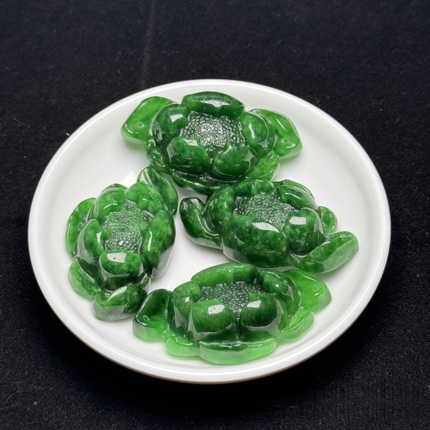 Carved Green Jade Peony Pendant | Natural Jade Flower Charm for Necklaces, 51*30mm