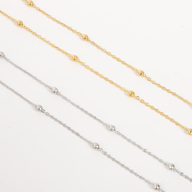 1 Meter Stainless Steel O Shape Chain with Beads - Ideal DIY Jewelry Chain for Necklaces and Bracelets