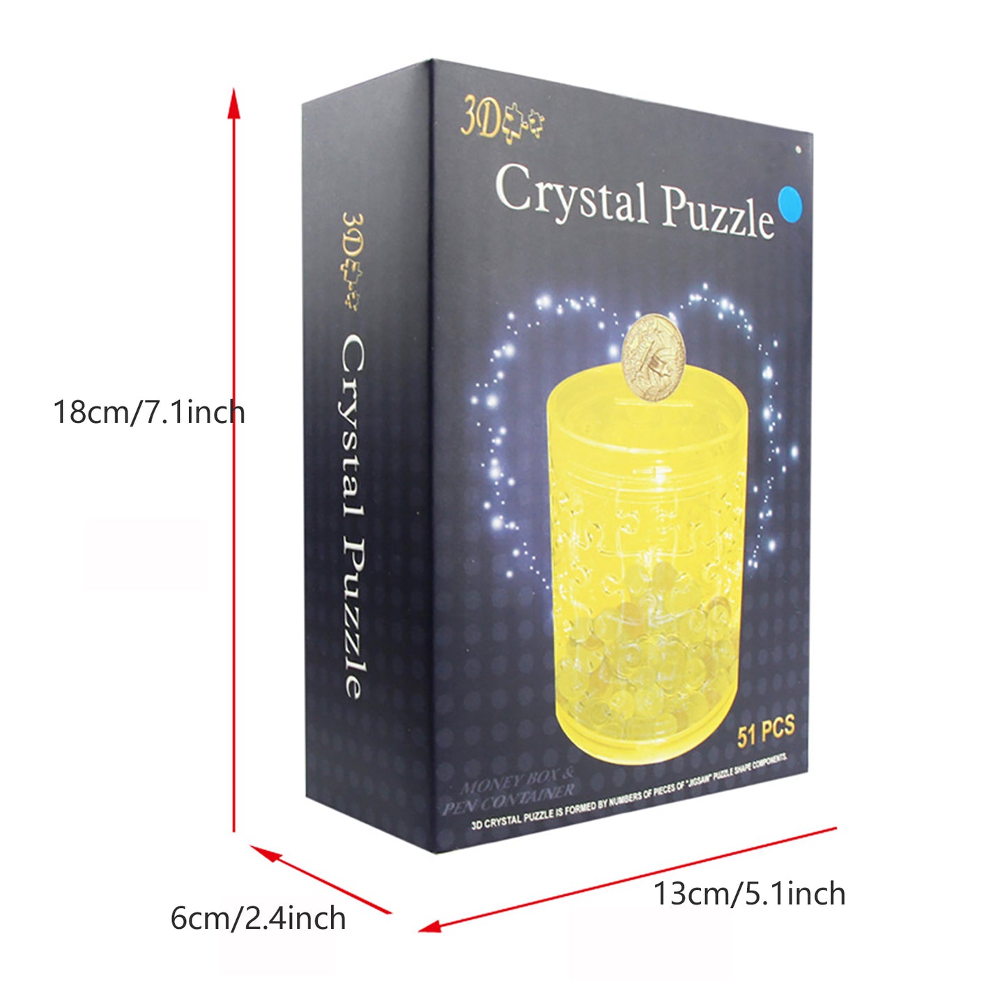 3D Crystal Puzzle Pen Container, Crystal Puzzle Brainteasers for Puzzlers Ages 16 and Up, 51PCS