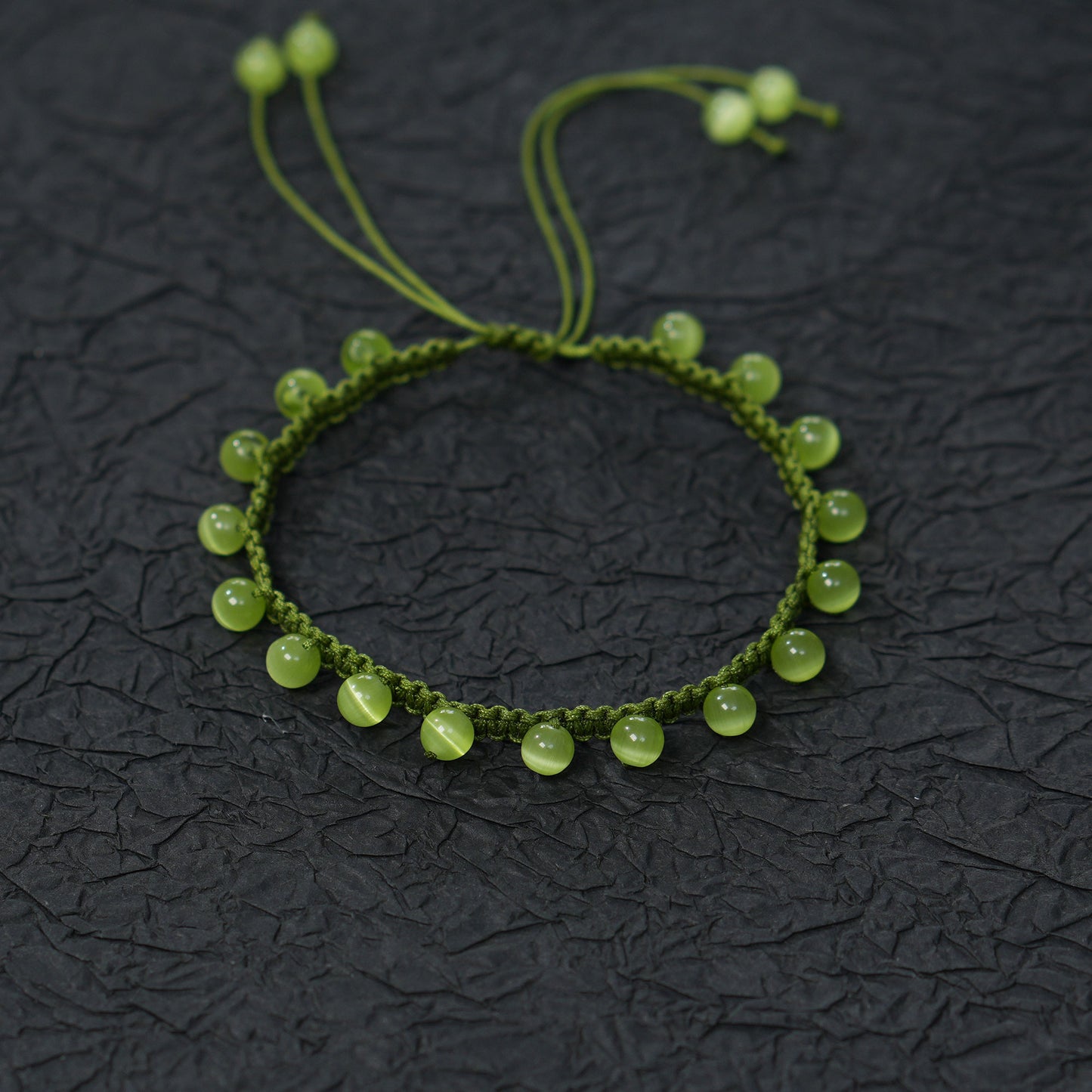 Handmade Green Cat Eye Grape Bracelet