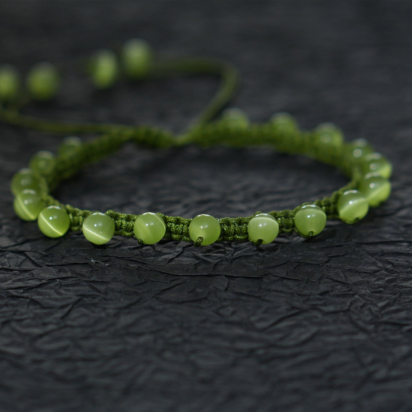 Handmade Green Cat Eye Grape Bracelet
