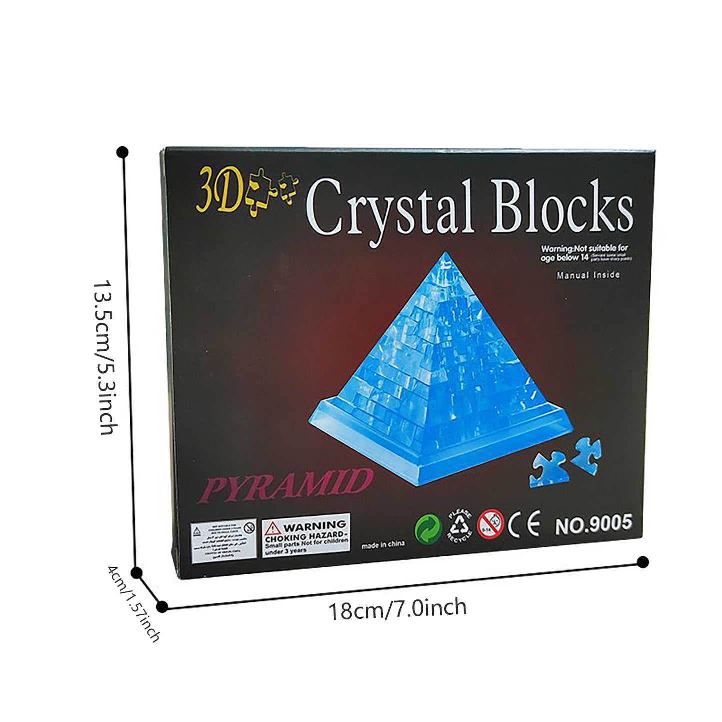 3D Crystal Puzzle Pyramid, Crystal Puzzle Brainteasers for Puzzlers Ages 16 and Up, 38PCS