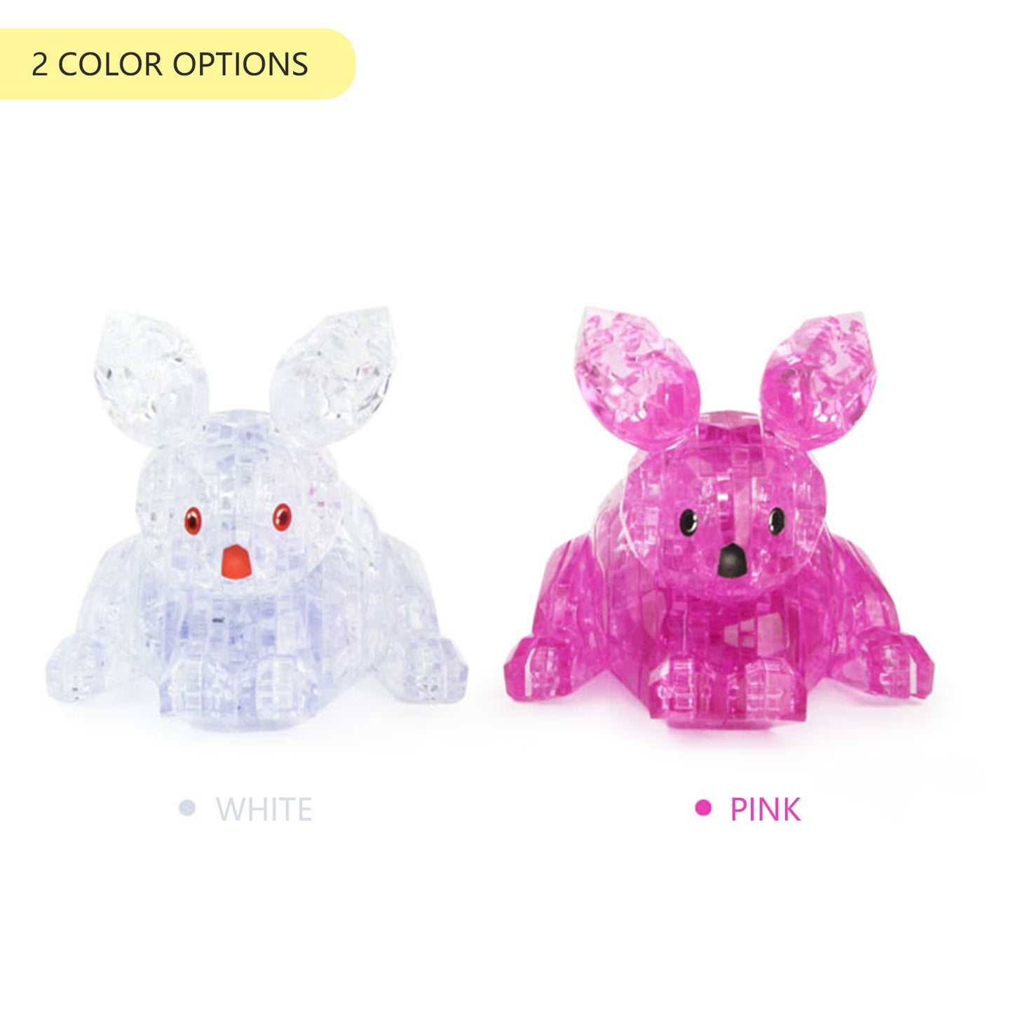 3D Crystal Puzzle Rabbit, Crystal Puzzle Brainteasers for Puzzlers Ages 16 and Up, 56PCS