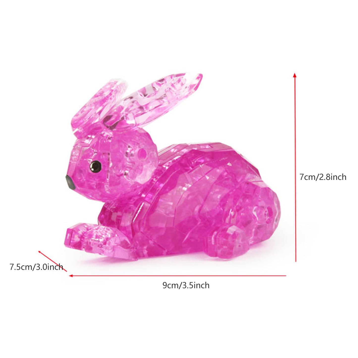 3D Crystal Puzzle Rabbit, Crystal Puzzle Brainteasers for Puzzlers Ages 16 and Up, 56PCS