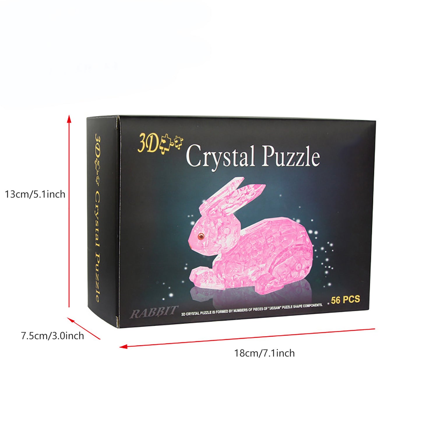 3D Crystal Puzzle Rabbit, Crystal Puzzle Brainteasers for Puzzlers Ages 16 and Up, 56PCS