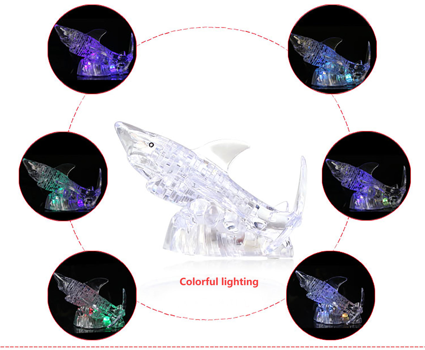 3D Crystal Puzzle Shark, Crystal Puzzle Brainteasers for Puzzlers Ages 16 and Up, 40PCS