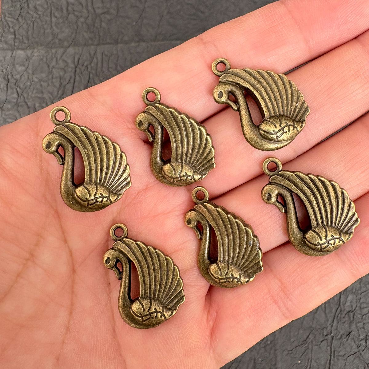 6PCS Antique Bronze Swan Charms for Handmade Jewelry Making Supplies