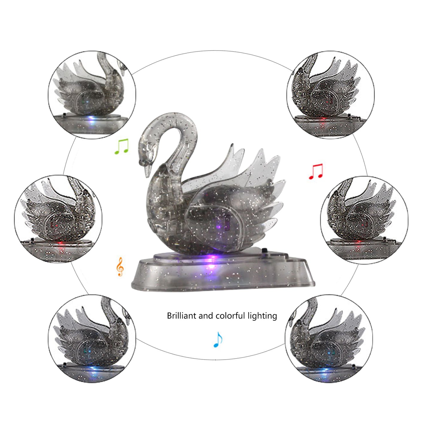 3D Crystal Puzzle Swan, Crystal Puzzle Brainteasers for Puzzlers Ages 16 and Up, 45PCS