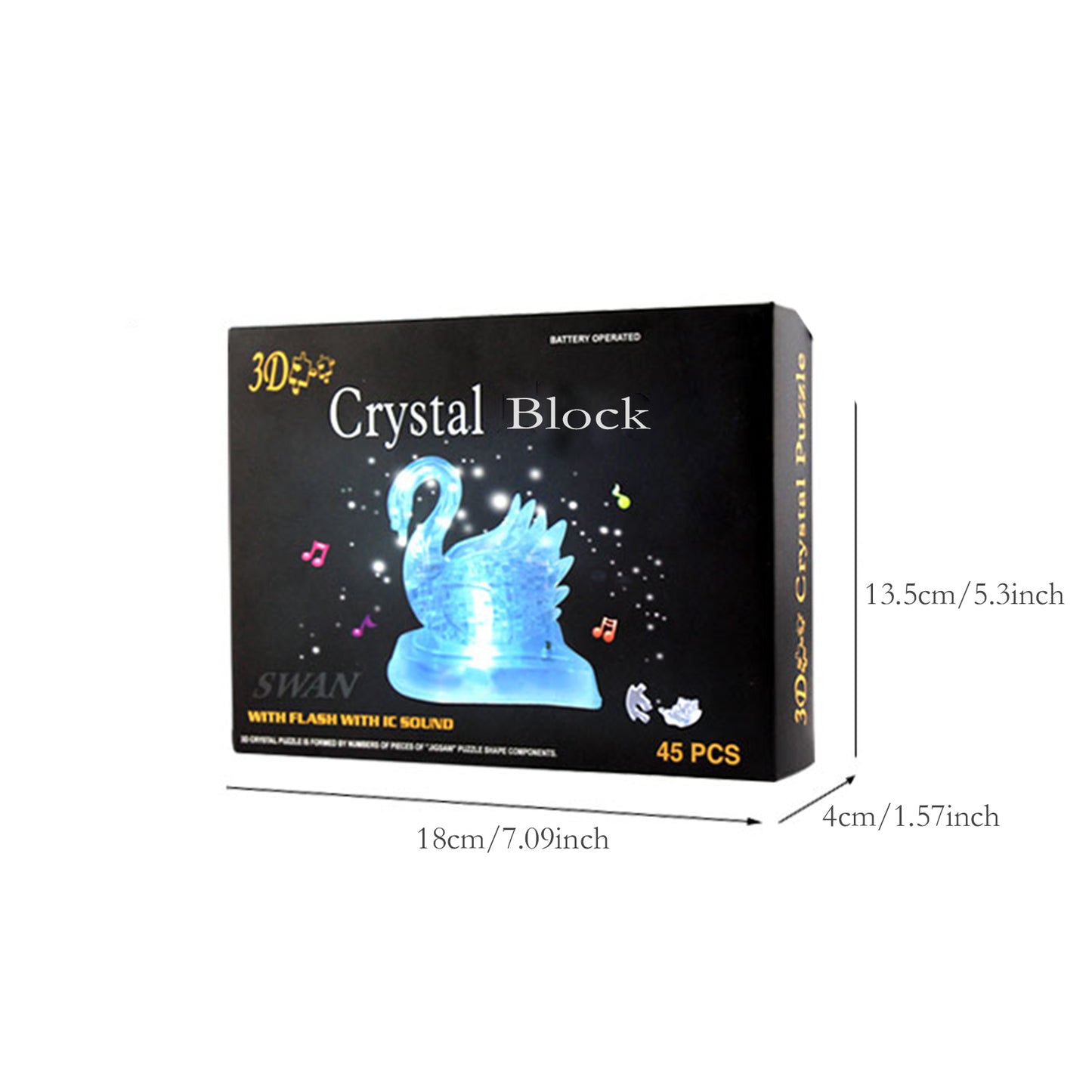 3D Crystal Puzzle Swan, Crystal Puzzle Brainteasers for Puzzlers Ages 16 and Up, 45PCS