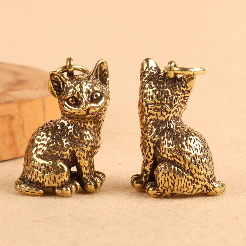 Vintage Brass Cat Pendant, Retro Feline Charm, Antique Brass Kitty Jewelry Making Supplies, Cute Cat Pendant for DIY Crafts