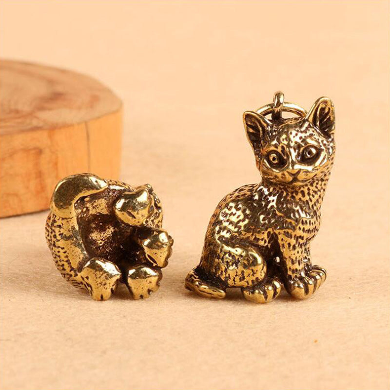 Vintage Brass Cat Pendant, Retro Feline Charm, Antique Brass Kitty Jewelry Making Supplies, Cute Cat Pendant for DIY Crafts