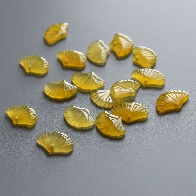 Natural Agate Ginkgo Leaf Pendant, 15x22mm Stone Leaf Charms, DIY Jewelry Making Supplies, Autumn Nature Pendant Beads