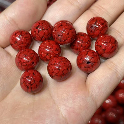 Natural Cinnabar Beads Strand, Low Content Transparent Beads, Raw Crystal Sand Pressed Beads, DIY Jewelry Making Supplies Wholesale
