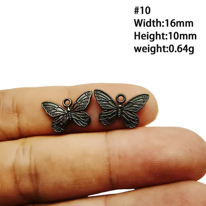 A Series of Charm 4: 10PCS Dark Gothic Black Flower Animal Pendants, Vintage Charm for DIY Jewelry, Retro Dark Style Pendant for Necklace or Earrings