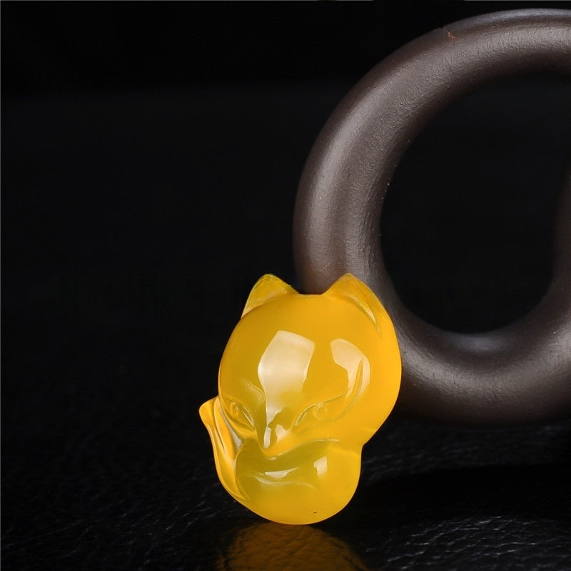 Natural Agate Fox Pendant, Carved Stone Animal Charms, Multi-Color Crystal Fox for Necklace Making, DIY Jewelry Supplies