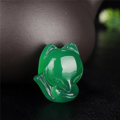 Natural Agate Fox Pendant, Carved Stone Animal Charms, Multi-Color Crystal Fox for Necklace Making, DIY Jewelry Supplies