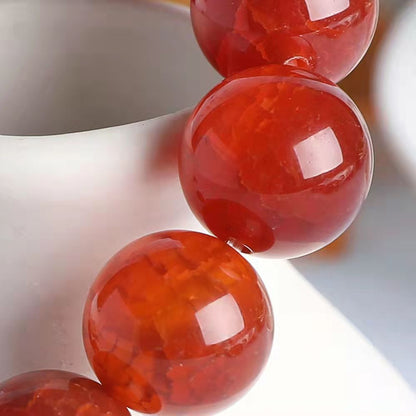 Natural Red Agate Dragon Pattern Bracelet | Ice Species Phoenix Blood Dragon Scale Agate Beaded Bracelet for Women Men