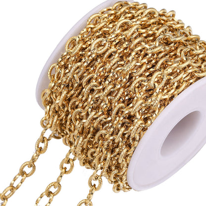 1 Meter Stainless Steel Vacuum Gold Spiral 1:1 Chain, Bulk Gold Chain for DIY Hip Hop Bag or Necklace Jewelry Making