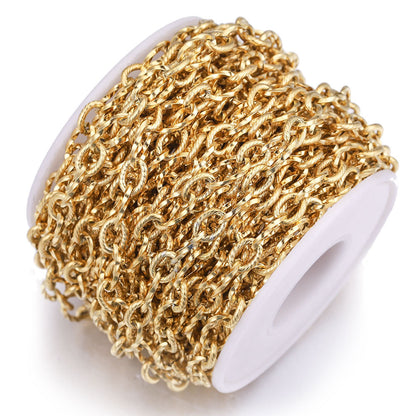 1 Meter Stainless Steel Vacuum Gold Spiral 1:1 Chain, Bulk Gold Chain for DIY Hip Hop Bag or Necklace Jewelry Making