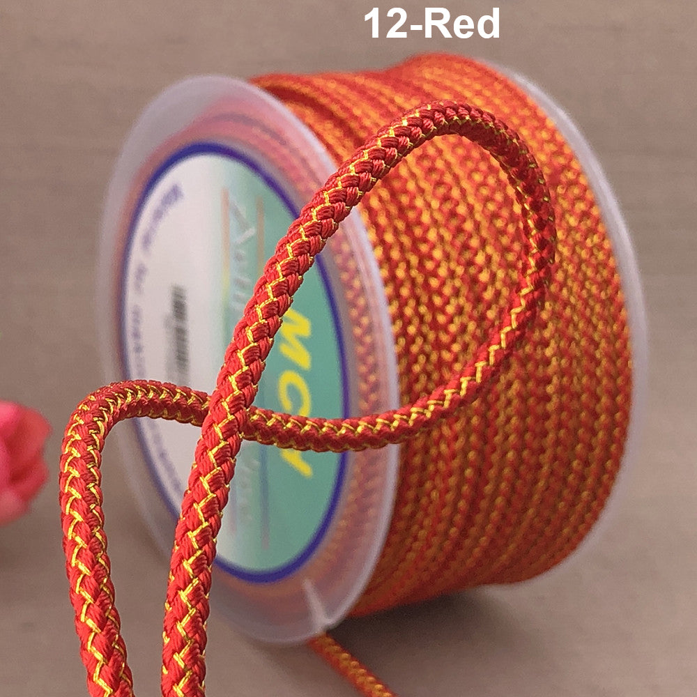 3mm Braided Dragon Pattern Cord | Gold Thread & Cored Styles for Jewelry Making